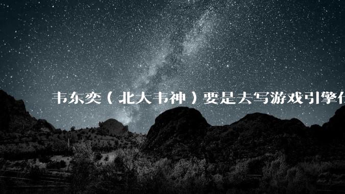 韦东奕（北大韦神）要是去写游戏引擎代码，能不能把虚幻引擎按在地上摩擦？数学好真能‘降维打击吗？